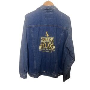 Vintage 4 Queens Hotel And Casino Las Vegas Blues Denim Jean Jacket Size XL